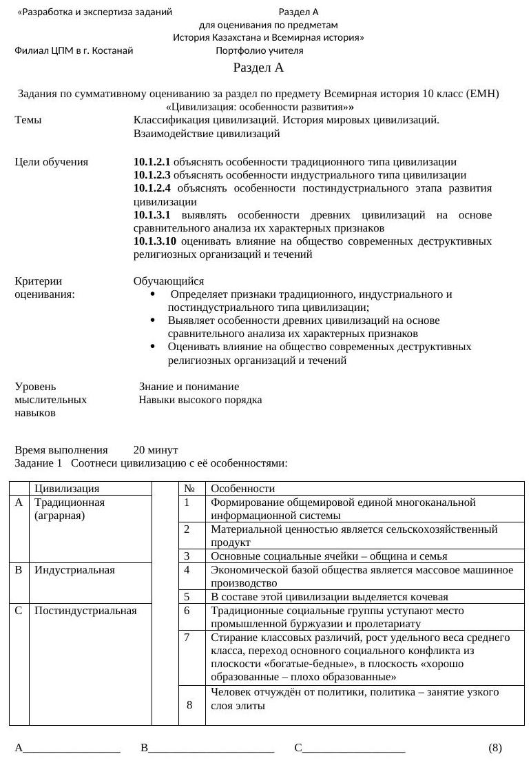 СОР Всемирная история 10 класс (ЕМН)