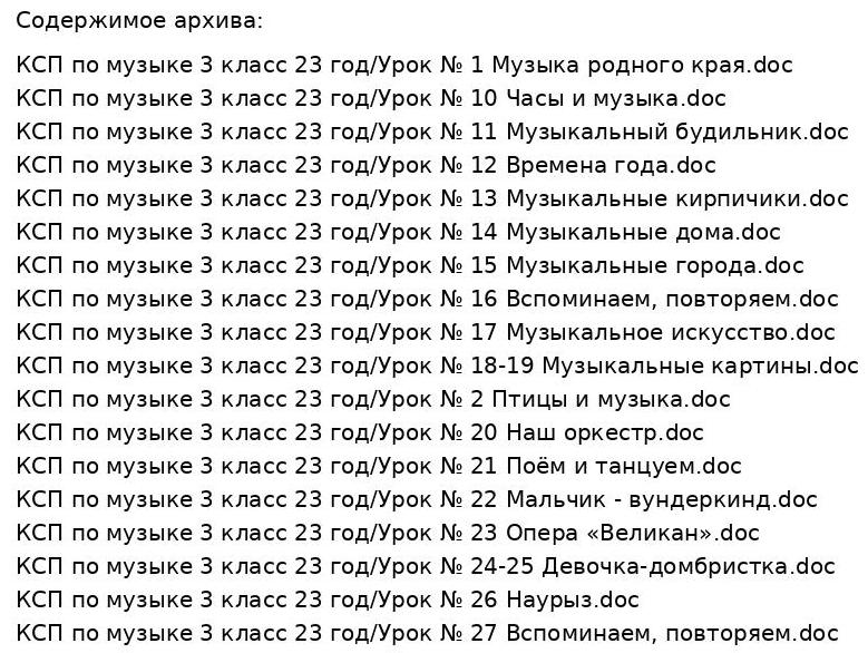 КСП по музыке 3 класс 23 год