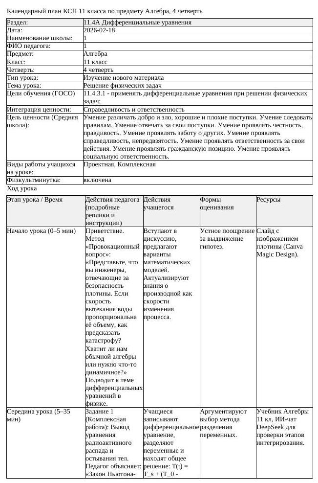 КСП Алгебра 11 класс 4 четверть Решение физических задач