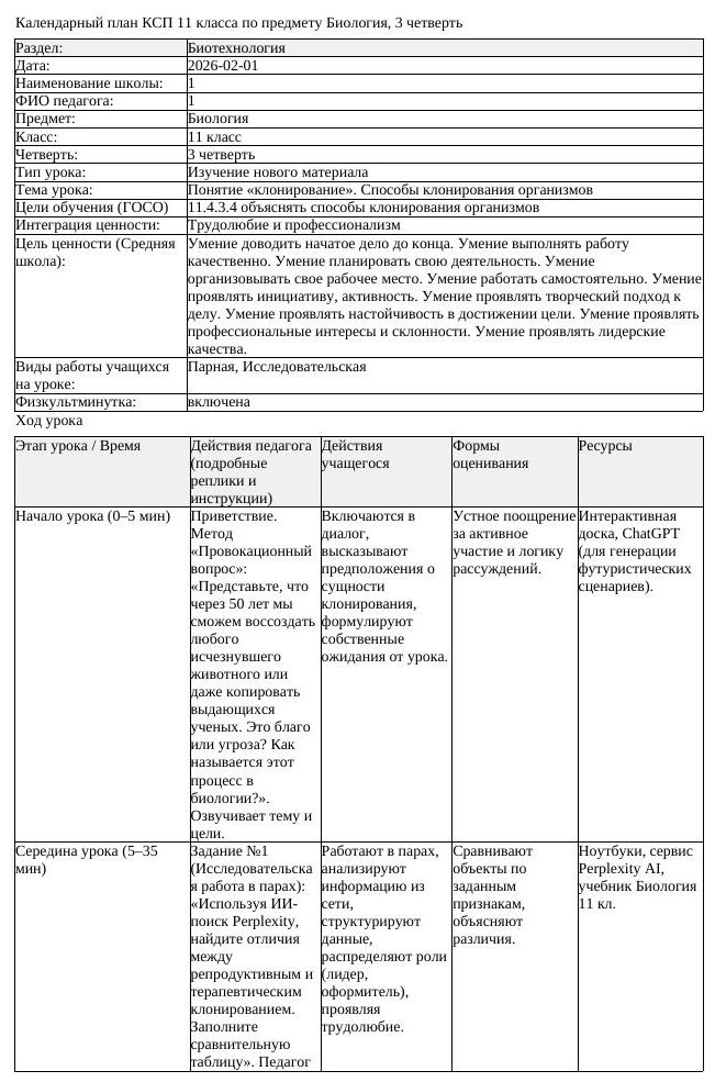 КСП Биология 11 класс 3 четверть Понятие клонирование Способы клонирования