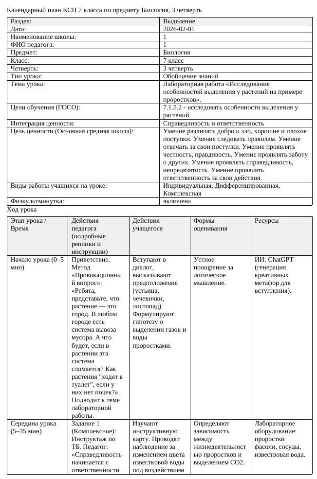 КСП Биология 7 класс 3 четверть Лабораторная работа Исследование особенностей