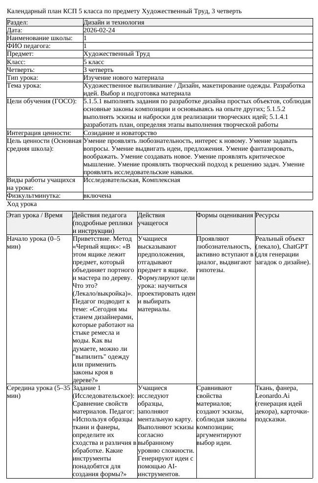 КСП Художественный Труд 5 класс 3 четверть Художественное выпиливание (урок 1)