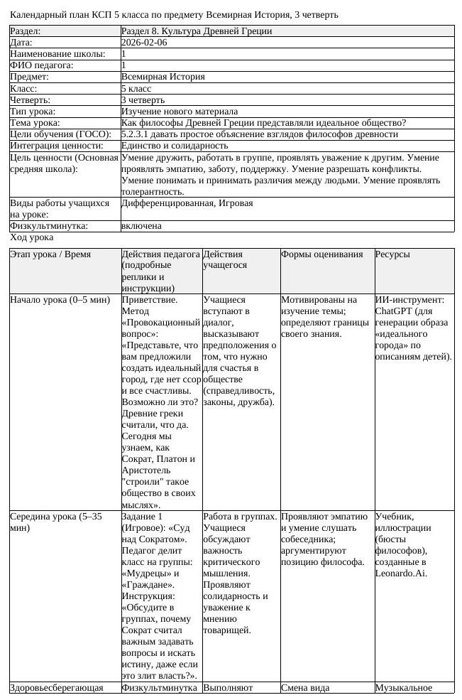 КСП Всемирная История 5 класс 3 четверть Как философы Древней Греции