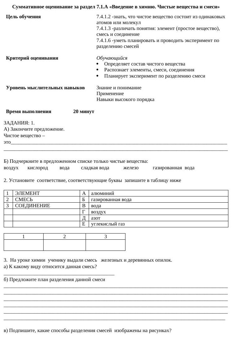 СОР 1 четв 7 химия